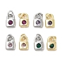 Brass Micro Pave Cubic Zirconia Charms, with Jump Ring, Lock