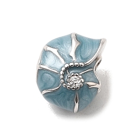 925 стерлингового серебра эмали европейские шарики, бусины с большим отверстием, с кубического циркония, раковина