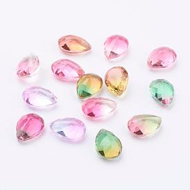 Pointed Back K9 Glass Rhinestone Cabochons, Faceted, Drop