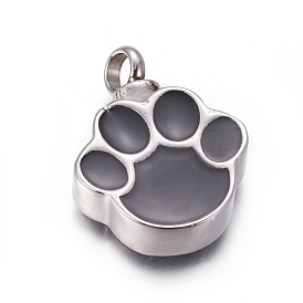 304 Edelstahl Anhänger, mit Emaille, Parfüm-Flasche, Hund Palm