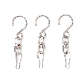 Крючки для вешалок из нержавеющей стали в форме S, с двухшарнирными застежками из сплава и фурнитурой в виде железного брелока