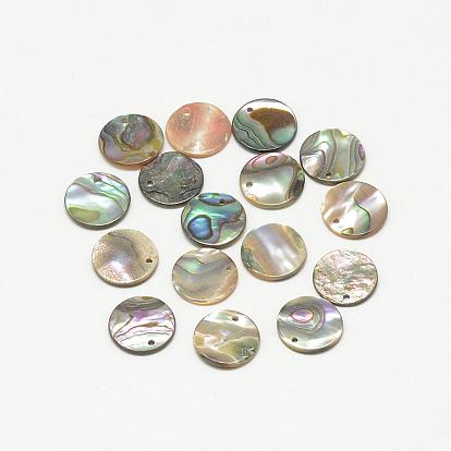 Paua Shell Charms, Flat Round