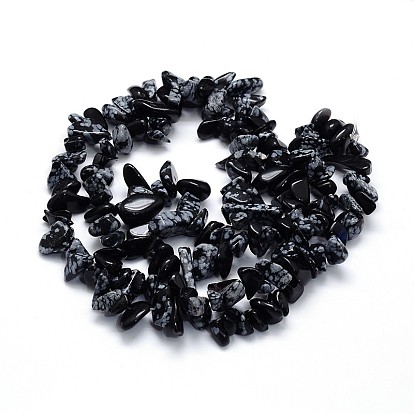 Natural Snowflake Obsidian Beads Strands, Chips