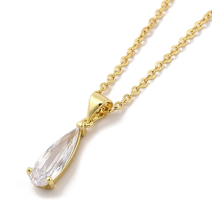 304 Stainless Steel Pendant Necklaces, Brass Micro Pave Clear Cubic Zirconia Pendant Necklaces