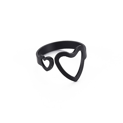 Men's Iron Cuff Finger Rings, Open Rings, Cadmium Free & Lead Free, Heart