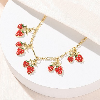 Подвеска в виде красной клубники из латуни с эмалью, без кадмия и без свинца, долговечный, стойки покрытие