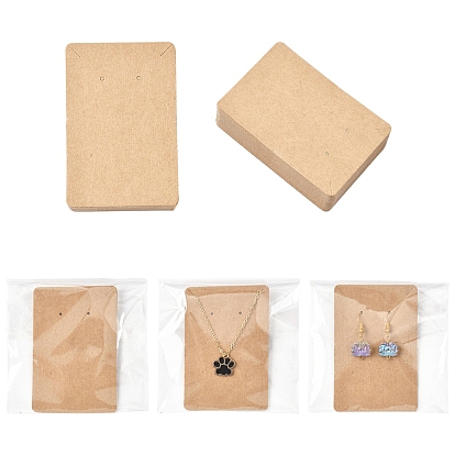 100шт. прямоугольные картонные демонстрационные карточки, с 100 целлофановыми пакетами OPP