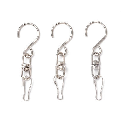 Крючки для вешалок из нержавеющей стали в форме S, с двухшарнирными застежками из сплава и фурнитурой в виде железного брелока