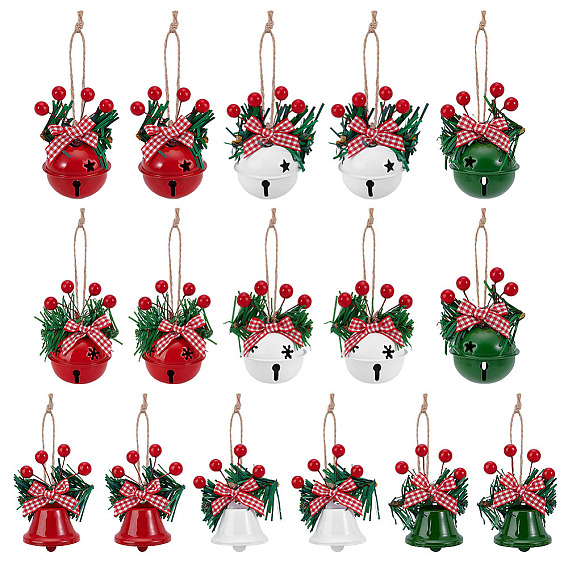 16шт. 8 стили: подвески-колокольчики из железа и смолы на Рождество, для праздничных украшений