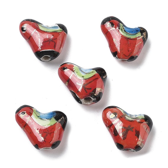 Фарфоровые бусины ручной работы, декоративная с золотыми, петух