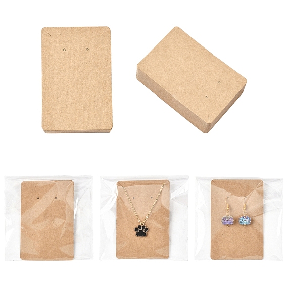 100шт. прямоугольные картонные демонстрационные карточки, с 100 целлофановыми пакетами OPP