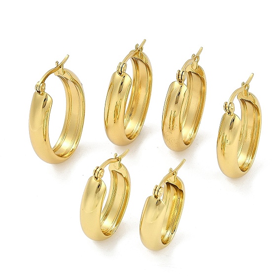 Вакуумное покрытие 2 вакуумное платинирование pvd 201 серьги-кольца из нержавеющей стали для женщин, с 304 штифтов из нержавеющей стали, овальные