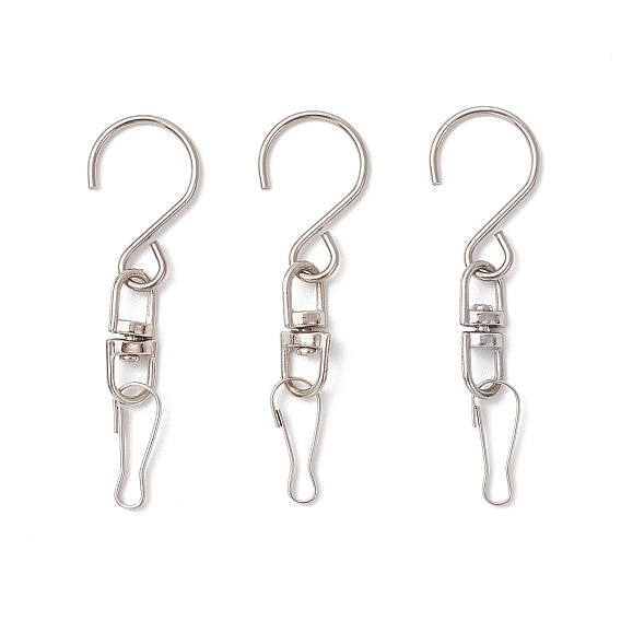 Крючки для вешалок из нержавеющей стали в форме S, с двухшарнирными застежками из сплава и фурнитурой в виде железного брелока