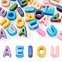 30Pcs 5 Styles UV Plating Opaque Acrylic Beads, Iridescent, Letter A E I O U