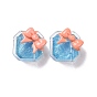Transparent Resin Cabochons, with Glitter Powder, DIY Accessories, Octagon Gift Box with Bowknot