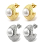 304 из нержавеющей стали серьги, Серьги-кольца из АБС-пластика с жемчужными бусинами