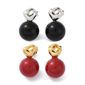 304 серьги из нержавеющей стали эмаль, ионное покрытие (ip), сердце и круглый