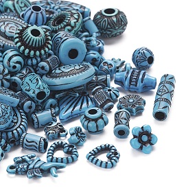 Assorted Antique Style Acrylic Beads, For Jewelry Making, Mixed Shapes