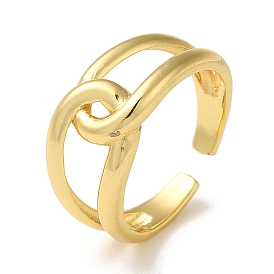 Rack Plating Brass Open Cuff Rings for Women, Knot