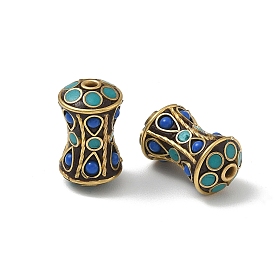 Brass & Resin & Polymer Clay Beads, Barrel, Golden