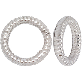 2 шт. 925 Кольца с пружинным затвором из стерлингового серебра, полосатое кольцо