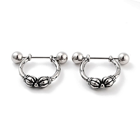 Crown 316 Surgical Stainless Steel Shield Barbell Hoop Earrings, Cartilage Earrings for Women