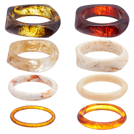 8шт. 8 Браслеты из акрила и смолы для женщин, квадрат и кольцо