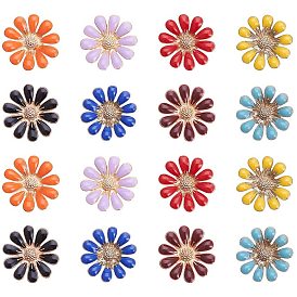 Golden Plated Alloy Enamel Cabochons, Daisy