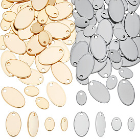 96шт 4 стили 304 подвески из нержавеющей стали, штамповка пустой метки, овальные