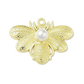 Crémaillère pendentifs en alliage placage, avec des perles d'imitation acrylique, charmes d'abeilles