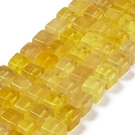 Natural Yellow Fluorite Beads Strands, Cube