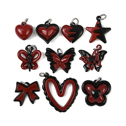 10 шт. подвески из сплава с двойным экраном красного и черного цвета, разнообразные, с целью перехода в кольце