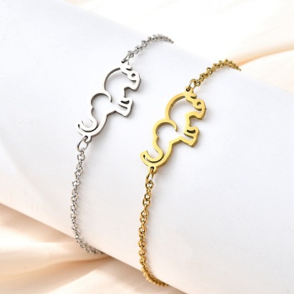 201 из нержавеющей стали браслеты ссылка слон, ювелирные изделия из кабельной цепи для женщин