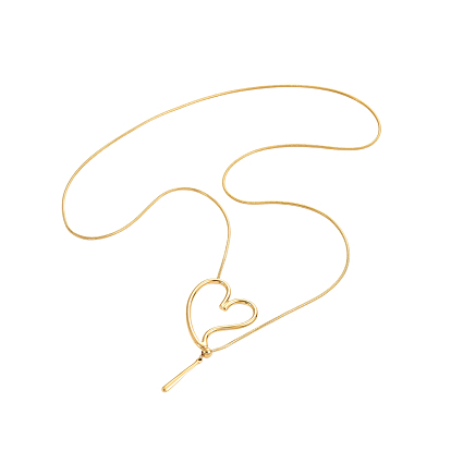 304 из нержавеющей стали ожерелья Lariat, змеиные ожерелья для женщин, сердце, ионное покрытие (ip), долговечный