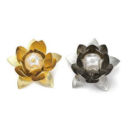 Подвески из латуни с покрытием стойки и искусственным жемчугом из АБС-пластика, без свинца и без кадмия, долговечный, лотоса прелести