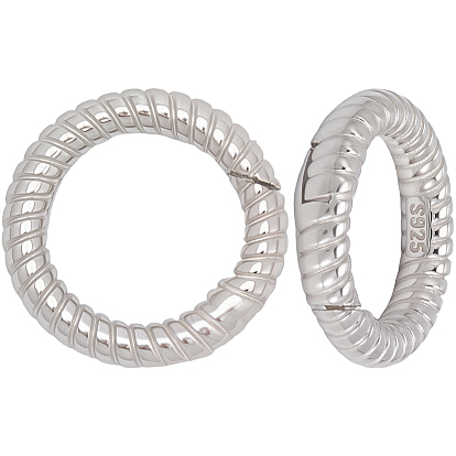 2 шт. 925 Кольца с пружинным затвором из стерлингового серебра, полосатое кольцо