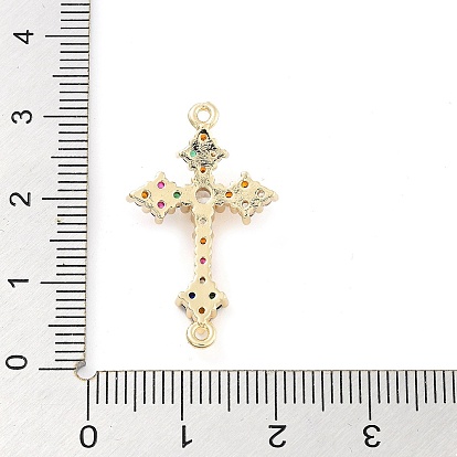 Brass Pave Colorful Glass Connector Charms, Cross Links