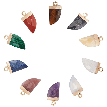 Gemstone Pendants, Top Light Gold Plated, with Iron Loop, Scabbard, Faceted