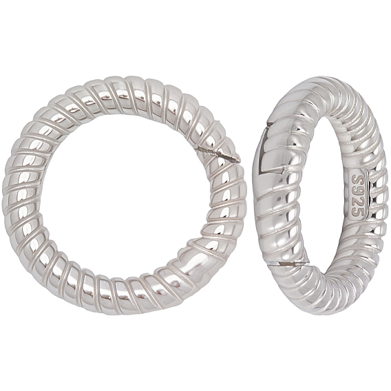 2 шт. 925 Кольца с пружинным затвором из стерлингового серебра, полосатое кольцо