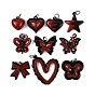 10 шт. подвески из сплава с двойным экраном красного и черного цвета, разнообразные, с целью перехода в кольце