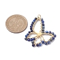 Natural Gemstone Faceted Pendants, 201 Stainless Steel Butterfly Charms, Golden