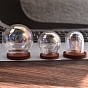 Cubiertas de vidrio de color ab en miniatura, con base de madera, campanas de campana, para accesorios de casa de muñecas decoración del hogar