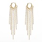 Brass Huggie Hoop Earrings, Chain Tassel Earrings, with Cable Chains and Cardboard Boxes
