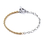 304 Stainless Steel Chain Bracelets, with Rope Chains, Figaro Chains and Toggle Clasps