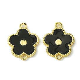 Eco-Friendly Brass Enamel Connector Charm, Long-Lasting Plated, Real 18K Gold Plated, Cadmium Free & Lead Free, Flower Link