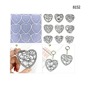Food Grade Silicone Pendant Molds, Resin Casting Molds, for UV Resin, Epoxy Resin Craft Making, Heart with Flower