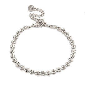 304 женские браслеты-цепочки со звеньями из нержавеющей стали, сердце