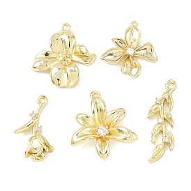 Латунные микропаве прозрачные подвески с фианитом, реальный 14 k позолоченный