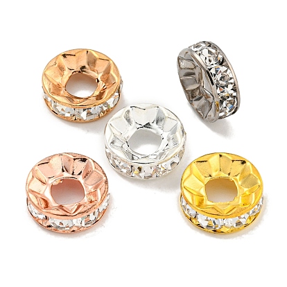 Латуни европейского бисера, со стеклом, бусины с большим отверстием, долговечный, без свинца и без кадмия, плоско-круглые