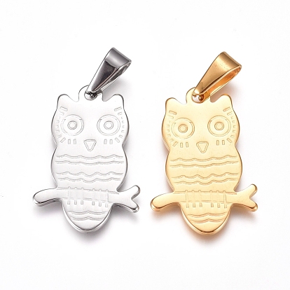 Pendentifs en acier inoxydable, chouette